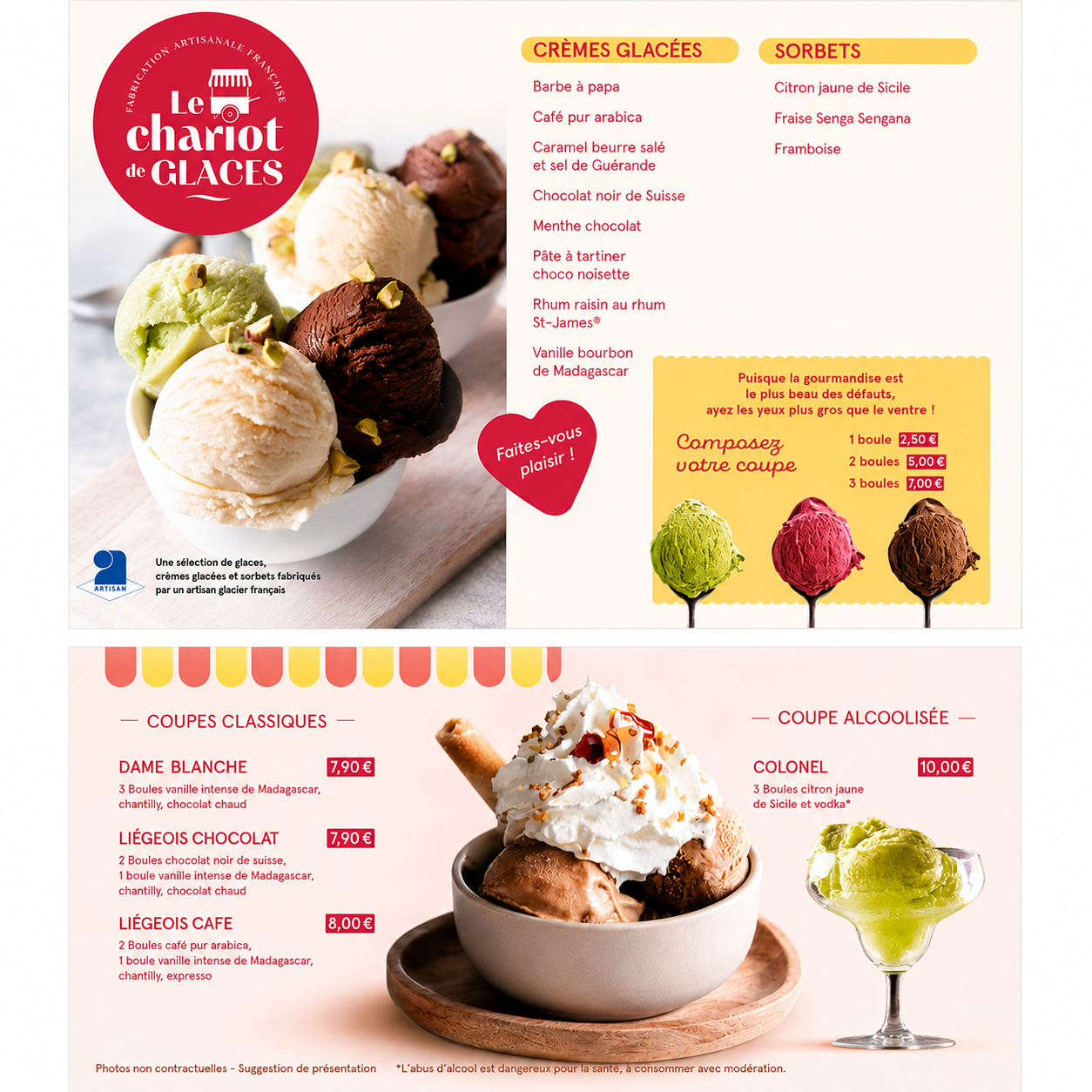 carte des glaces le petit genassien